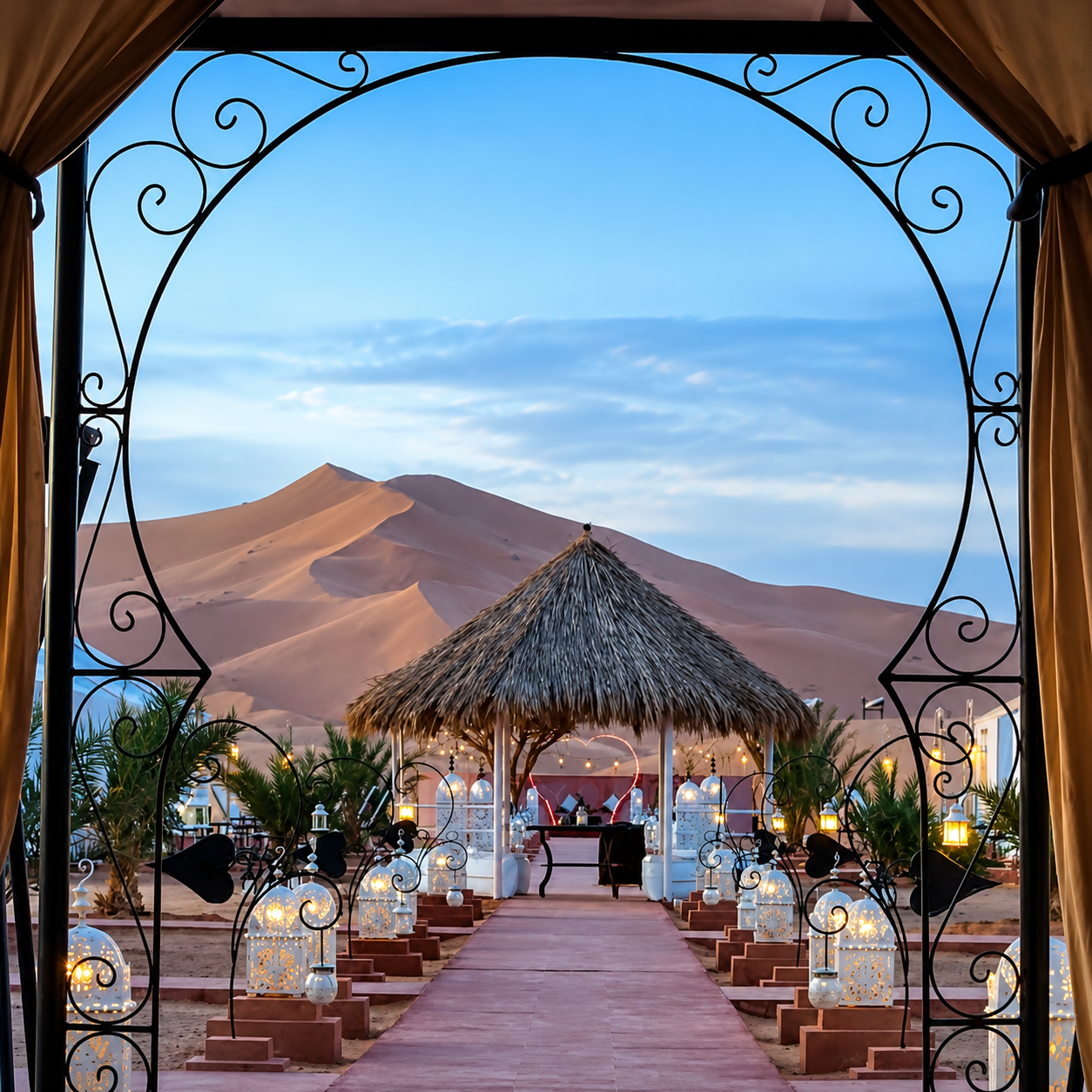 Camel caravan in dunes
